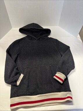 Kids Black Hooded Sweatshirt with Cream & Red Trim
